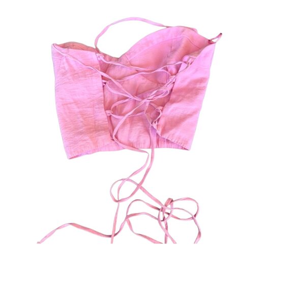 Zara Lace-Up Corset Crop Top – Pink – Size S - Picture 2 of 3